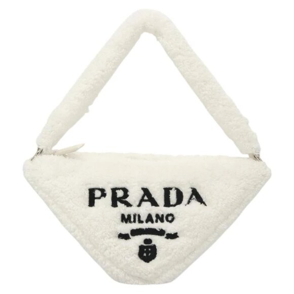 PRADA Shoulder Bag Pile White Silver - Picture 1 of 16